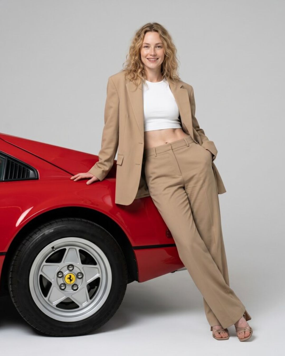 Fashion editorial — vintage Ferrari