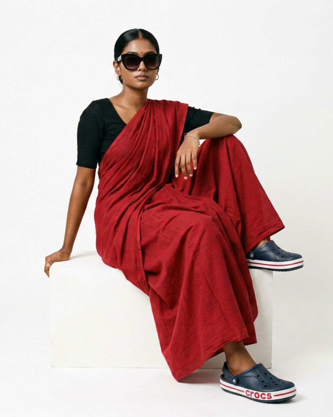 Saree meets Crocs — tradition reimagined